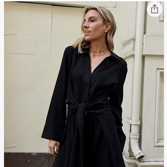 Lisadnyc The Drop Ladies Black Asymmetrical Tie Up Dress Small S - Picture 2 of 7